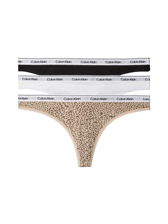 Calvin Klein Underwear - Thong-alushousut 3 -pack - 3RN BLACK/ CLASSIC WHITE/ ANIMAL MIRROR | Stockmann - photo 1