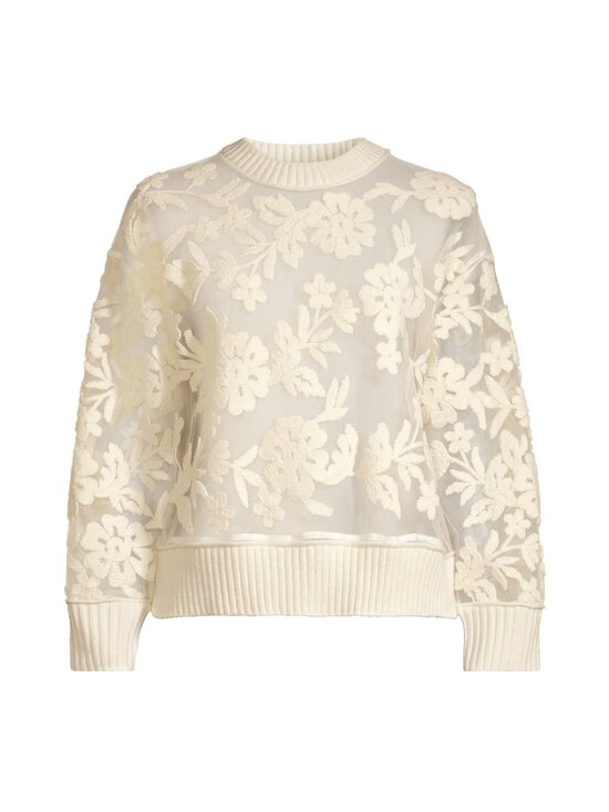 rich & royal - Mesh Embroidery C-neck -neulepusero - 113 PEARL WHITE | Stockmann - photo 1
