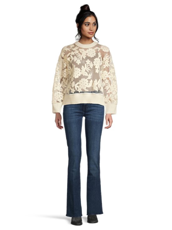 rich & royal - Mesh Embroidery C-neck -neulepusero - 113 PEARL WHITE | Stockmann - photo 2