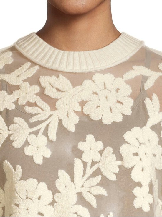 rich & royal - Mesh Embroidery C-neck -neulepusero - 113 PEARL WHITE | Stockmann - photo 4