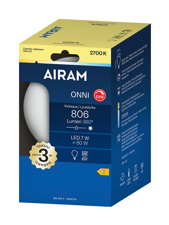 Airam - LED G95 827 806lm E27 DIM Onni -opaalilamppu - TRANSPARENT | Stockmann - photo 2