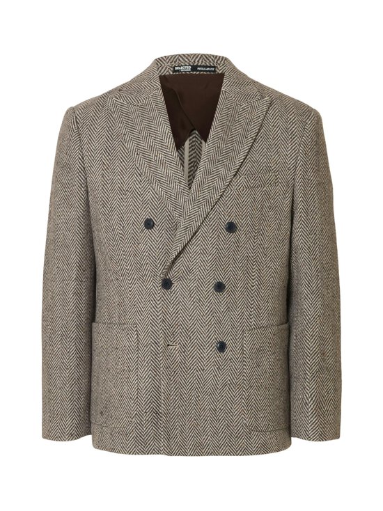 Selected - SlhReg Morris Hbone vilnas maisījuma žakete - BROWN RICE DETAIL:HERRINGBONE | Stockmann - photo 1
