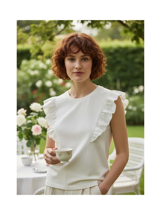 Marc O'Polo - Röyhelöhihainen trikoopaita - 1183 SILKY WHITE | Stockmann - photo 2