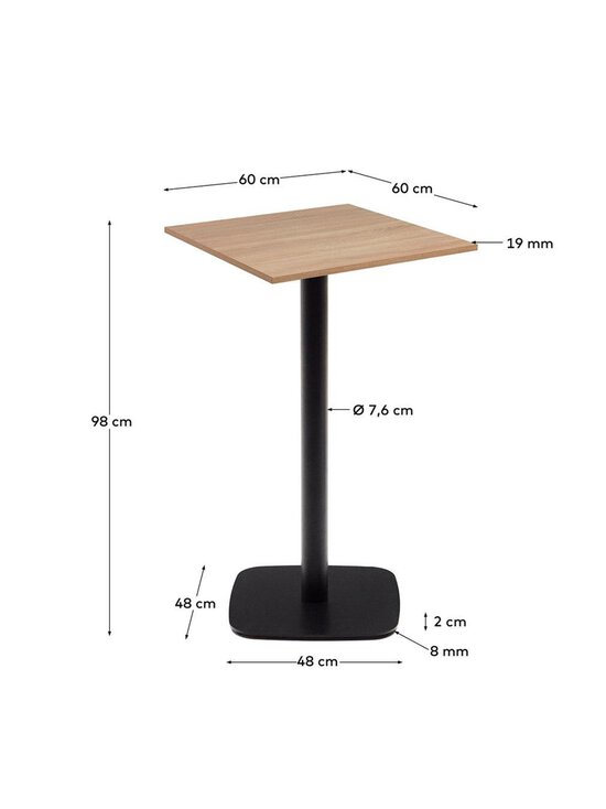 Kave Home - Esilda-baaripöytä tammi/musta 60 x 60 cm - MULTICO | Stockmann - photo 5