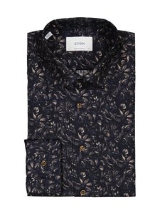 Eton - Contemporary Fit Floral Twill krekls ar apkakli - 38 DARK BROWN | Stockmann