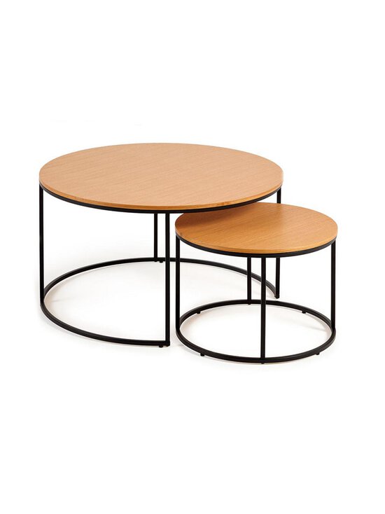 Kave Home - Yoana-sivupöytäsetti 2 kpl tammi/musta - BEIGE | Stockmann - photo 1