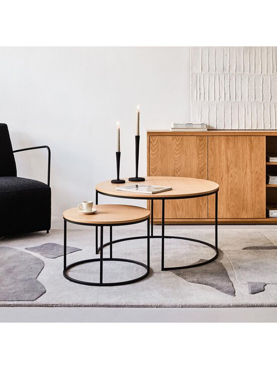 Kave Home - Yoana-sivupöytäsetti 2 kpl tammi/musta - BEIGE | Stockmann - photo 2