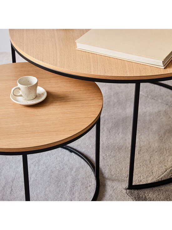 Kave Home - Yoana-sivupöytäsetti 2 kpl tammi/musta - BEIGE | Stockmann - photo 3