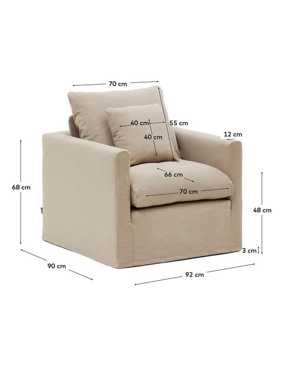 Kave Home - Nora-nojatuoli - BEIGE | Stockmann - photo 3