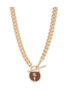 Lauren Ralph Lauren - Leather Lock Pendant kaklarota 40 cm - GLD/BROWN Lauren Ralph Lauren - Leather Lock Pendant kaklarota 40 cm - GLD/BROWN | Stockmann