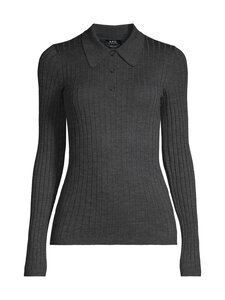 A.P.C - Pull Polo À Petites Côtes -neule - PLC PLC HEATHERED ANTHRACITE | Stockmann
