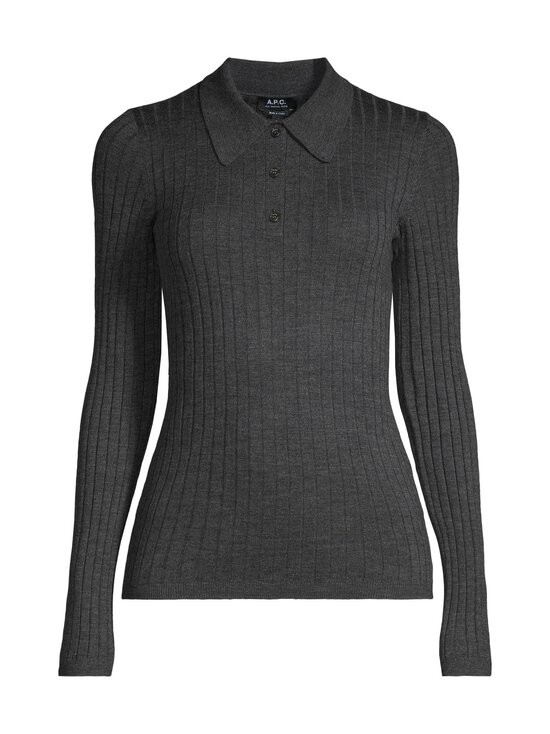 A.P.C - Pull Polo À Petites Côtes -neule - PLC PLC HEATHERED ANTHRACITE | Stockmann - photo 1