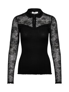 Rosemunde - RWBeatha Lace Polo -silkkisekoitepaita - 010 BLACK | Stockmann