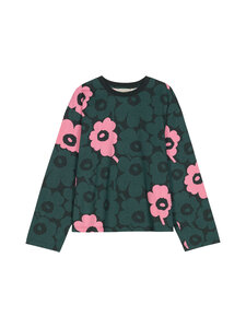 Marimekko - Nippa Unikko Kioski -trikoopaita - 663 DARK GREEN, LIGHT PINK | Stockmann