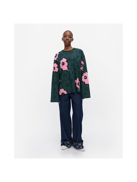 Marimekko - Nippa Unikko Kioski -trikoopaita - 663 DARK GREEN, LIGHT PINK | Stockmann - photo 2