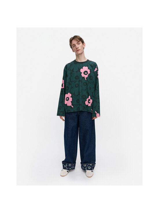 Marimekko - Nippa Unikko Kioski -trikoopaita - 663 DARK GREEN, LIGHT PINK | Stockmann - photo 3