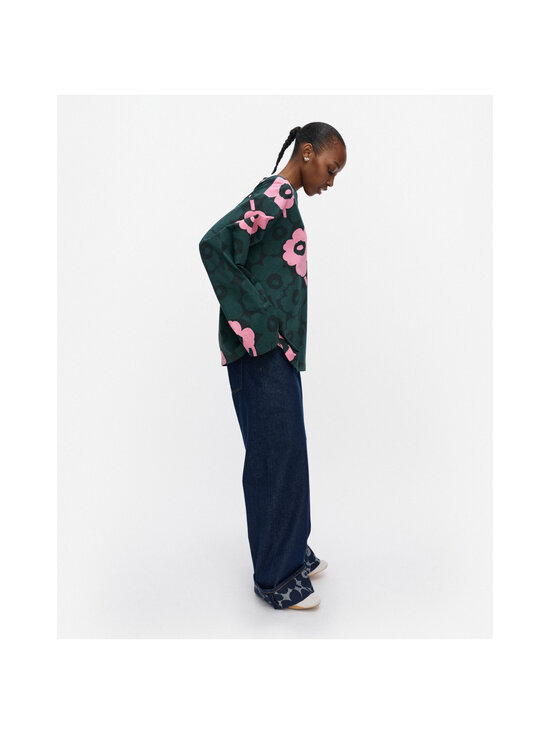 Marimekko - Nippa Unikko Kioski -trikoopaita - 663 DARK GREEN, LIGHT PINK | Stockmann - photo 7