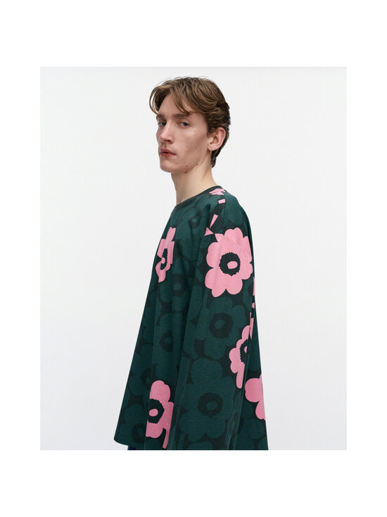 Marimekko - Nippa Unikko Kioski -trikoopaita - 663 DARK GREEN, LIGHT PINK | Stockmann - photo 9