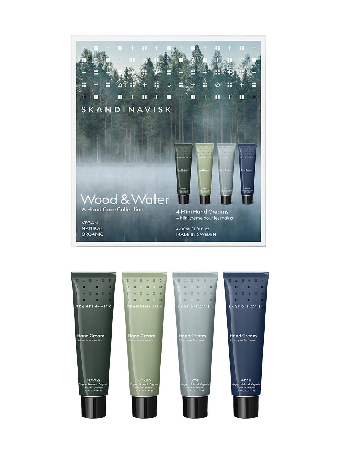 Wood & Water Mini Handcream Giftset -käsivoidepakkaus, 4x30ml