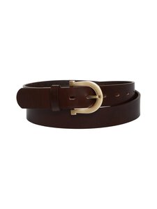 Sauso - Renata Finvege Leather Belt 3,2 cm - D.BROWN/BRUSHED GOLD BUCKLE | Stockmann