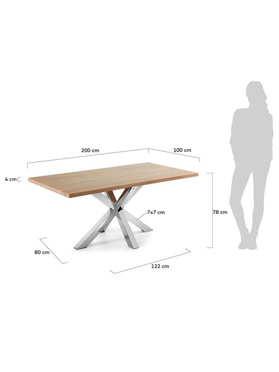 Kave Home - Argo-ruokapöytä tammenvärinen melamiini / kromi 200 x 100 cm - MULTICO | Stockmann - photo 3