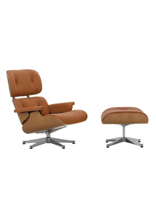 Vitra - Eames Lounge -nojatuoli ja rahi Premium-nahka 97 cognac / kirsikka - BROWN | Stockmann - photo 1