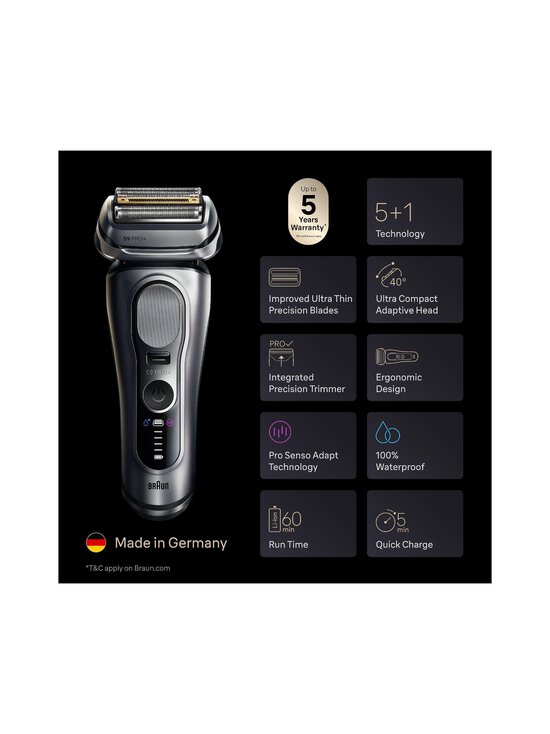 Braun - 9 Pro+ Shaver -parranajokone - BLACK | Stockmann - photo 4