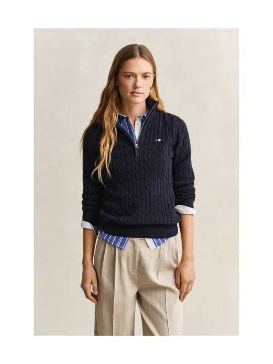 GANT - Stretch Cotton Half-Zip -palmikkoneule - 433 EVENING BLUE | Stockmann - photo 2