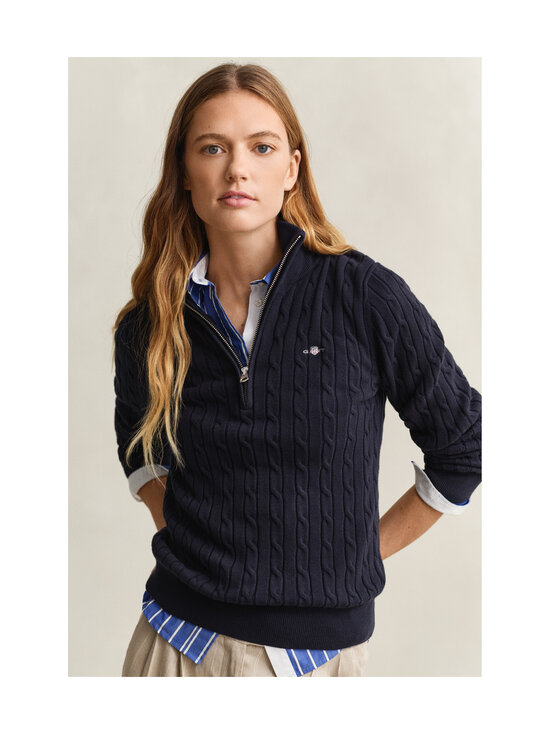 GANT - Stretch Cotton Half-Zip -palmikkoneule - 433 EVENING BLUE | Stockmann - photo 4