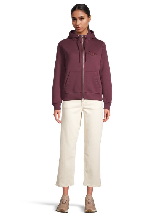 GANT - Regular Tonal Shield Zip džemperis ar kapuci - 656 PLUM WINE | Stockmann - photo 2
