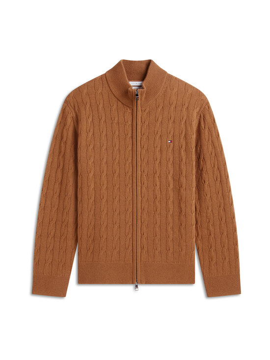 Tommy Hilfiger - Lambswool Zip Through -palmikkoneuletakki - HID TIMELESS TAWNY HEATHER | Stockmann - photo 1