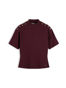 Tommy Hilfiger - Gold Button High-Neck -paita - XIH DEEP BURGUNDY | Stockmann