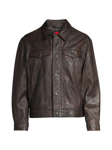 HUGO - Lerano-nahkatakki - 903 BROWN OVERFLOW | Stockmann