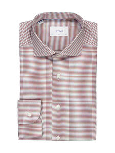 Eton - Check Twill Slim -kauluspaita - ORANGE | Stockmann