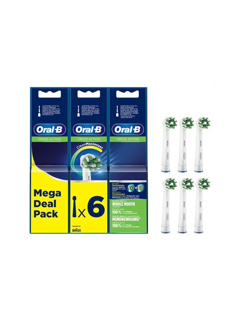 WHITE Oral-B CrossAction CleanMaximiset -vaihtoharja, 6 Kpl |One Size ...