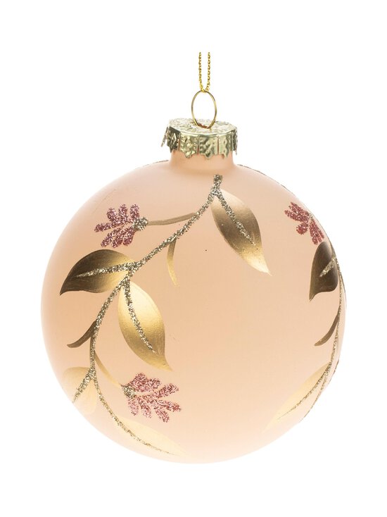 Glass Ball With Leaves -joulukuusenkoriste