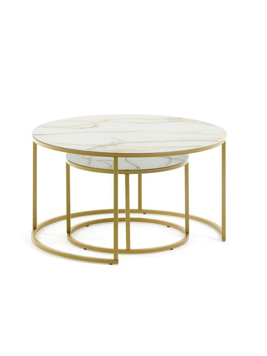 Kave Home - Leonor-sohvapöytäsetti 2 kpl valkoinen/kulta - WHITE | Stockmann - photo 2
