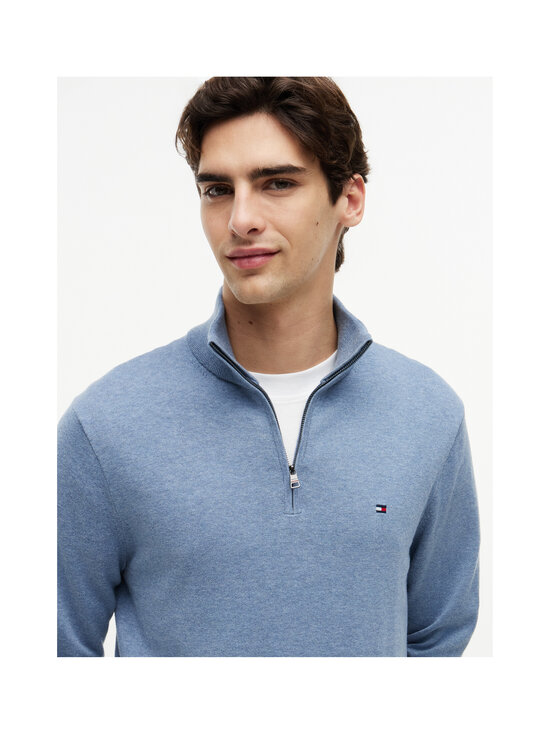 Tommy Hilfiger - Cotton Zip Mock -neulepaita - D0Z BRISK BLUE HEATHER | Stockmann - photo 5