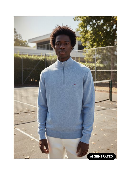 Tommy Hilfiger - Cotton Zip Mock -neulepaita - D0Z BRISK BLUE HEATHER | Stockmann - photo 6