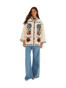 Farm Rio - Lunar Boho Cropped Fleece -takki - L0088 CREAM | Stockmann
