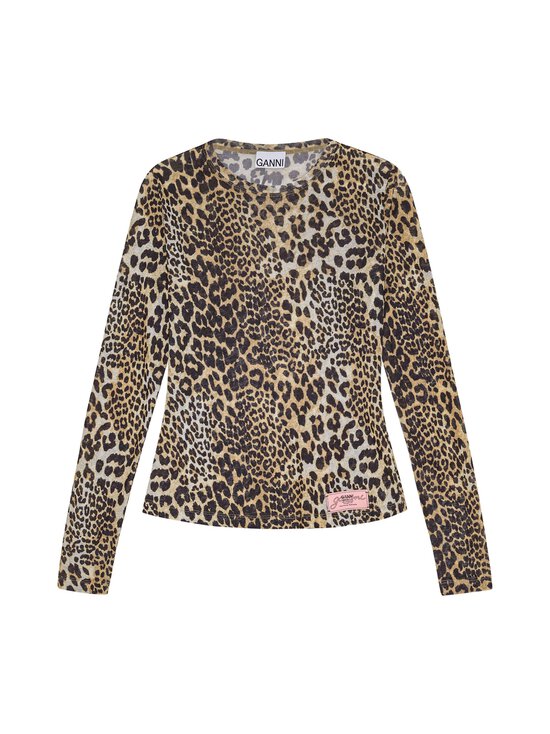 Ganni - Printed Marl Mesh -trikoopaita - 943 LEOPARD | Stockmann - photo 1