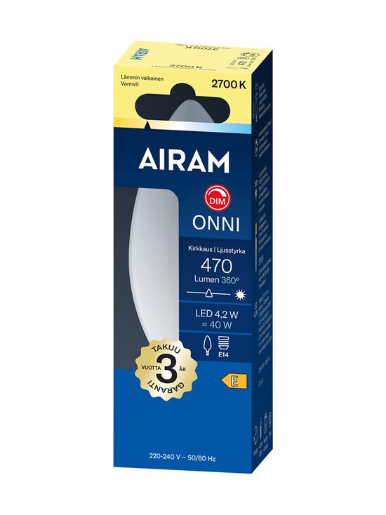 Airam - LED C35 827 470lm E14 Onni -himmennettävä opaalilamppu - TRANSPARENT | Stockmann - photo 2