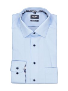 Olymp - Modern Fit Flower Contrast -kauluspaita - 11 BLEU | Stockmann