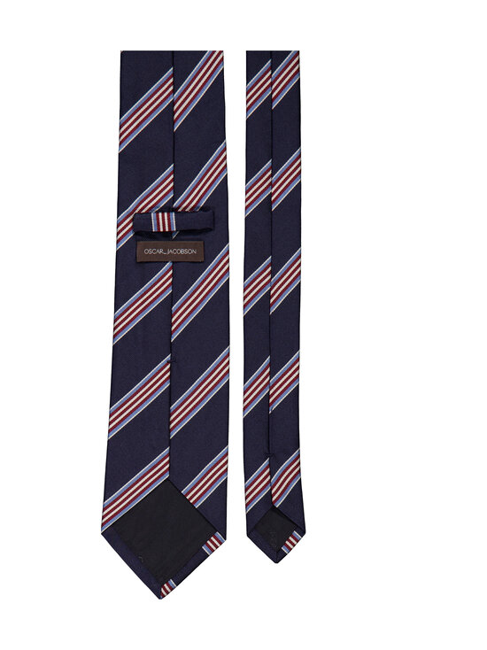 Oscar Jacobson - Striped Silk -silkkisolmio - 210 NAVY | Stockmann - photo 2