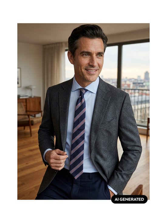 Oscar Jacobson - Siidlips Striped Silk - 210 NAVY | Stockmann - photo 3