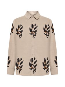 Knowledge Cotton Apparel - Corduroy Printed -samettipaita - 9930 BEIGE | Stockmann