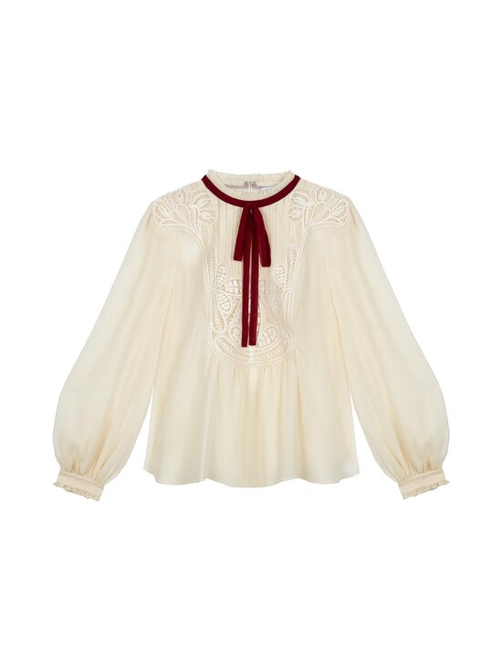 Ivory Macrame -pitsi-sifonkipusero
