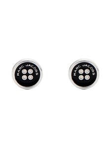 Marc Jacobs - Button Logo -nappikorvakorut 12 mm - 047 SILVER/BLACK | Stockmann