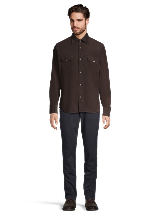 Oscar Jacobson - Straight Fit Spread Baby Corduroy -kauluspaita - 532 DARK MUD BROWN | Stockmann - photo 2
