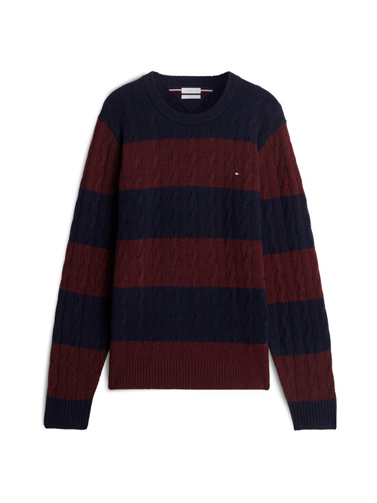 Tommy Hilfiger - Palmikkokuvioitu villasekoiteneule - 0BB NAVY BLUE/BURGUNDY HEATHER | Stockmann - photo 1